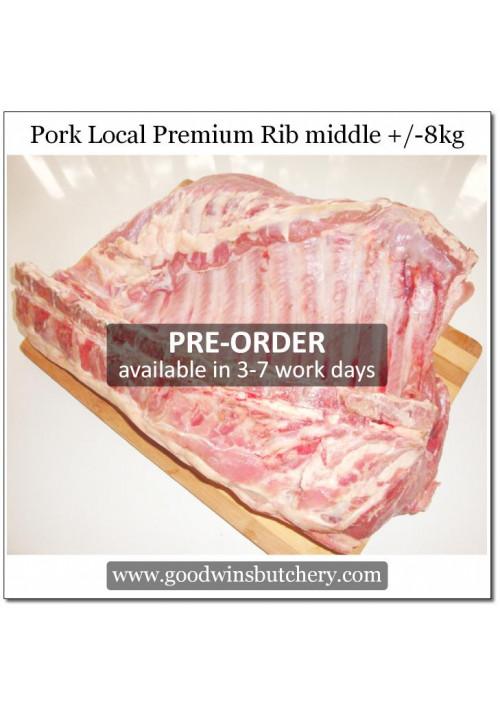 Pork baikut iga Local Premium RIB MIDDLE  frozen whole cut +/-8kg (price/kg) PREORDER 3-7 days notice